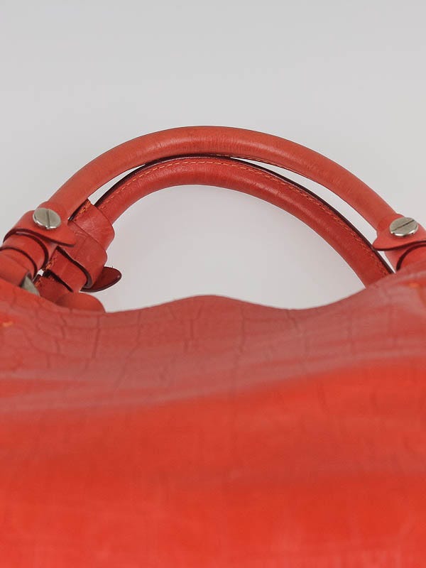 Chloe Vermillion Crocodile Embossed Leather Cyndi Tote Bag