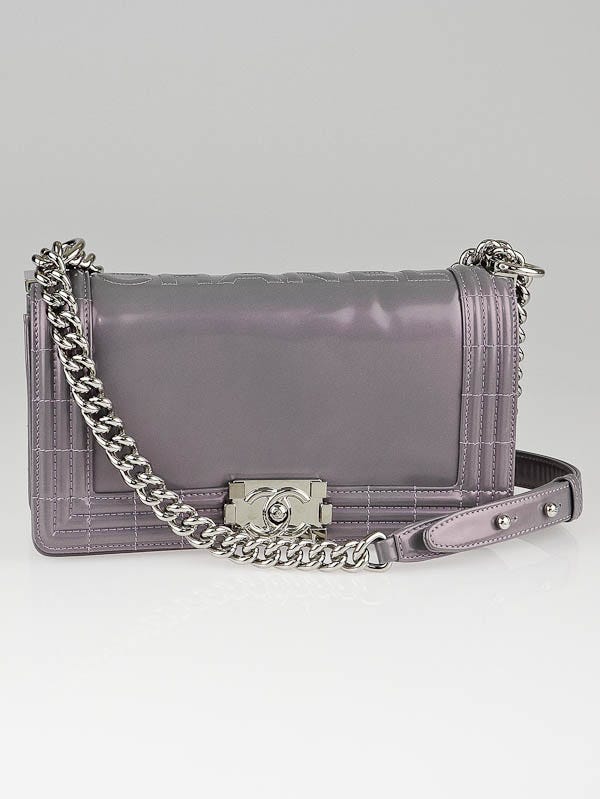 Chanel Lilac Iridescent Patent Calfskin Leather Medium Boy Bag