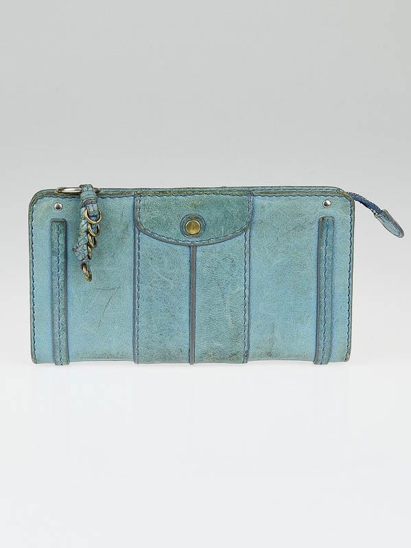 Chloe Blue Leather Heloise Zippy Wallet