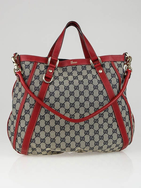 Gucci Blue/Red GG Canvas Abbey Hobo Bag