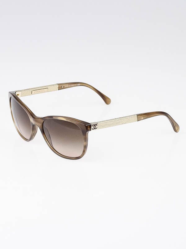 Chanel Light Brown Tortoise Frame Blue Denim Wayfarer Sunglasses