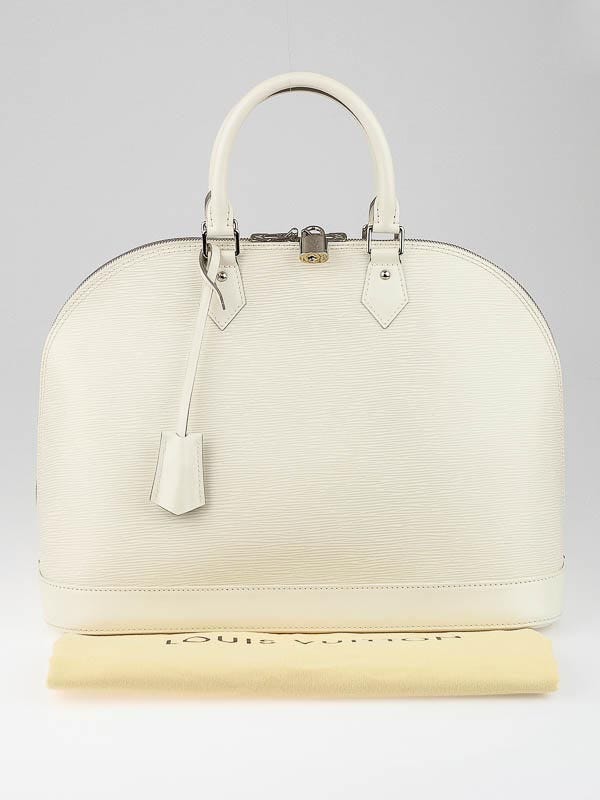 Louis Vuitton Ivory Epi Leather Alma PM Bag with Lock, Silver