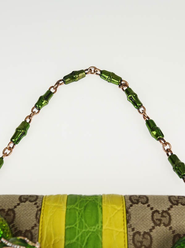 Gucci Limited Edition Beige GG Canvas Croc Embossed Tom Ford Snake Chain  Clutch Bag - Yoogi's Closet