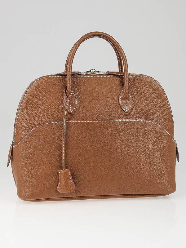 Hermes 31cm Fauve Chevre de Coromandel Leather Web Bolide 1923 Bag