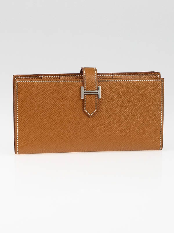 Hermes Gold Epsom Leather Bearn Gusset Wallet