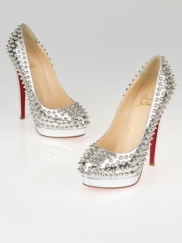 Christian Louboutin Silver Patent Leather Altipump 160 Spike Pumps Size 4.5/35