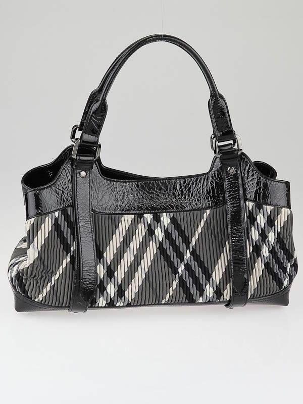 Burberry Beat Check Pleated Nylon East/West Tote Bag