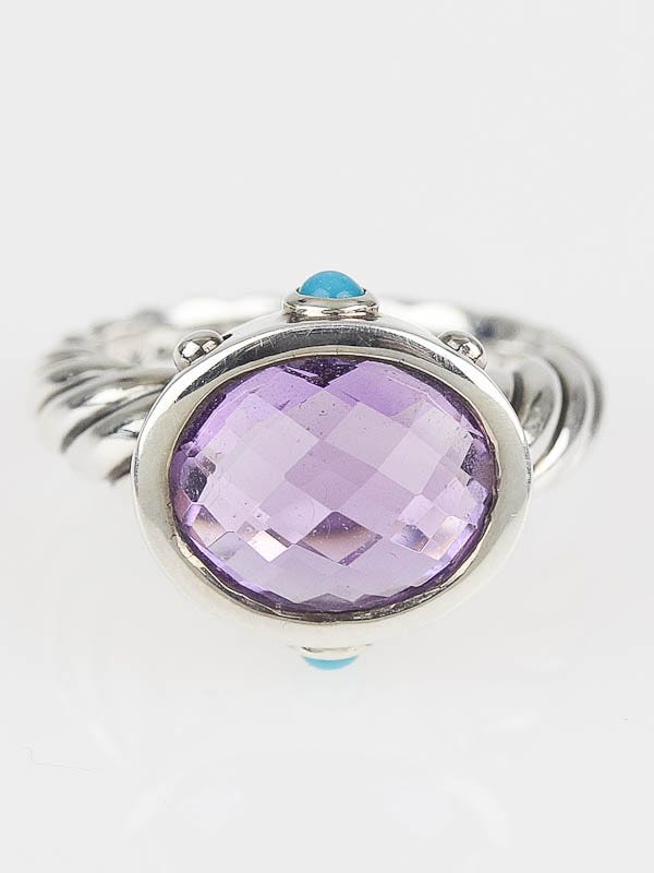 David Yurman Sterling Silver and Amethyst Renaissance Ring Size 6