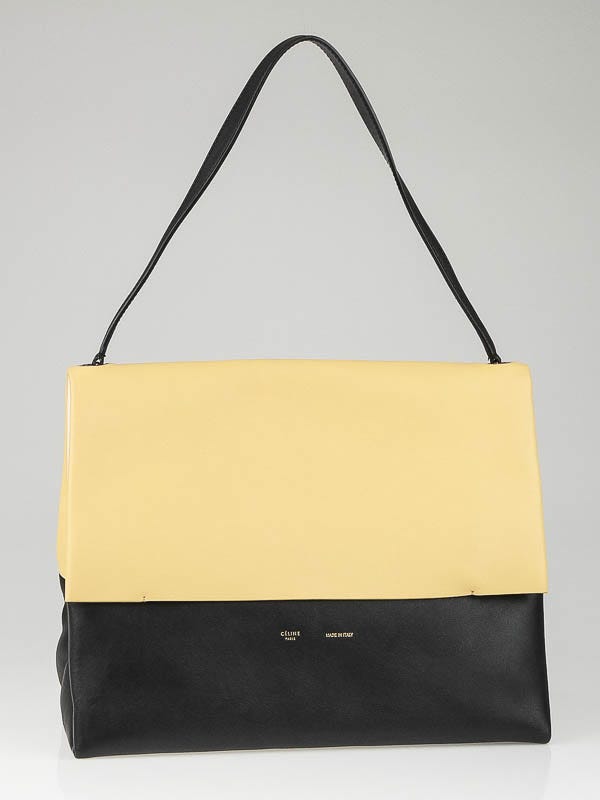 Celine Yellow Black Smooth Calfskin Leather All Soft Tote Bag