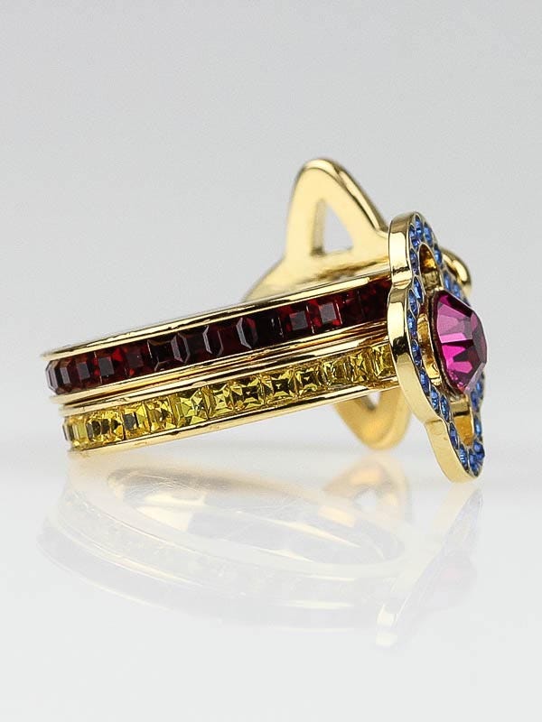 Louis Vuitton Multicolor Crystal Eye Candy Ring Size 56 - Yoogi's Closet