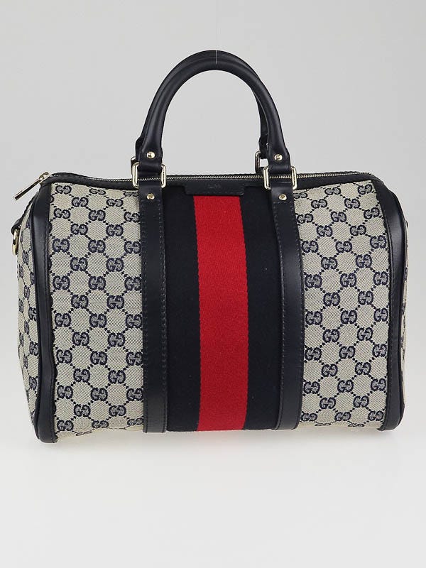 Gucci GG Canvas Boston Bag - Blue Handle Bags, Handbags