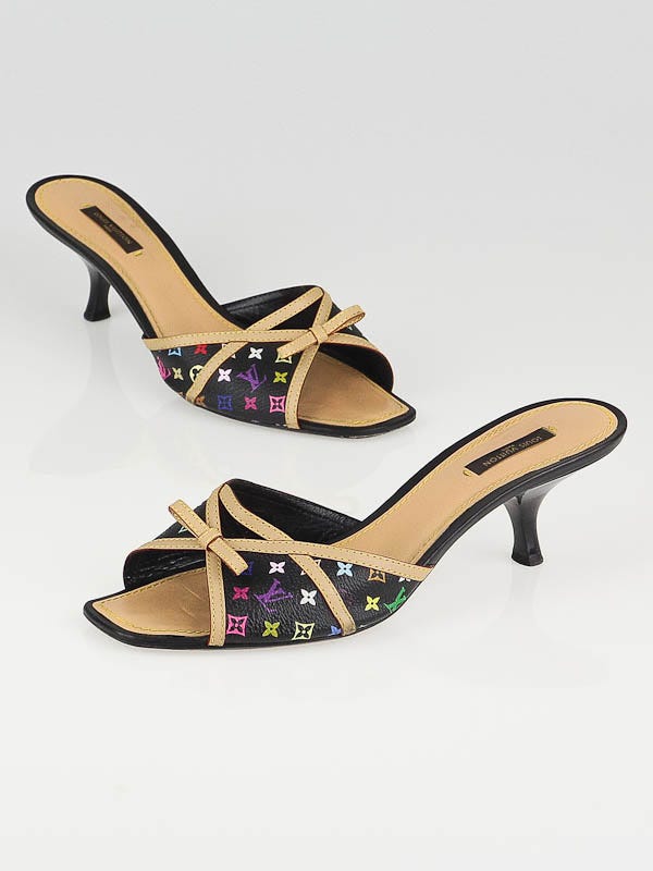 Louis Vuitton Black Monogram Multicolore Slide Sandals Size 9.5/40