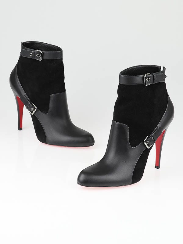 Christian Louboutin Black Leather/Suede Canassone 100 Ankle Booties Size 10.5/41