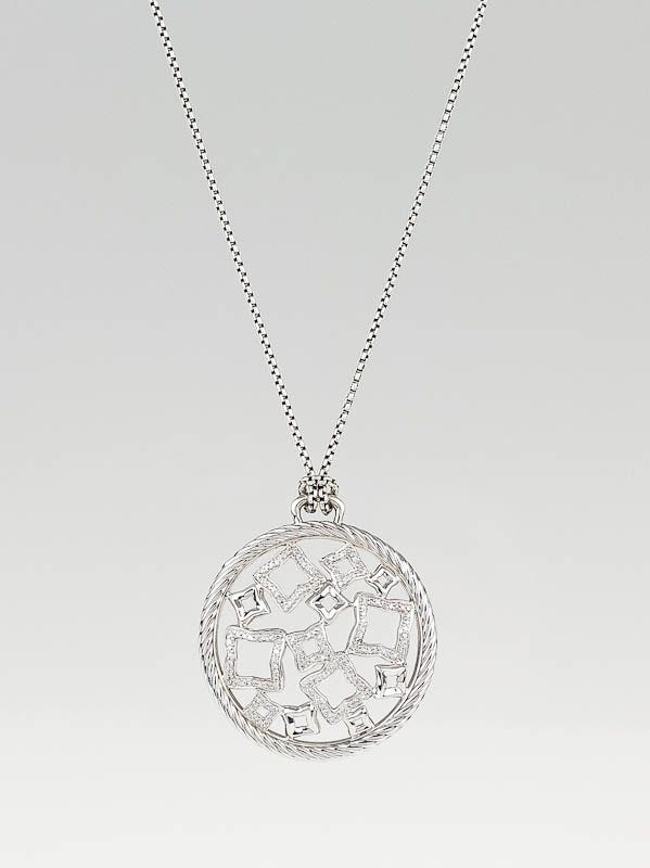 David Yurman Sterling Silver and Diamond Quatrefoil Pendant Necklace