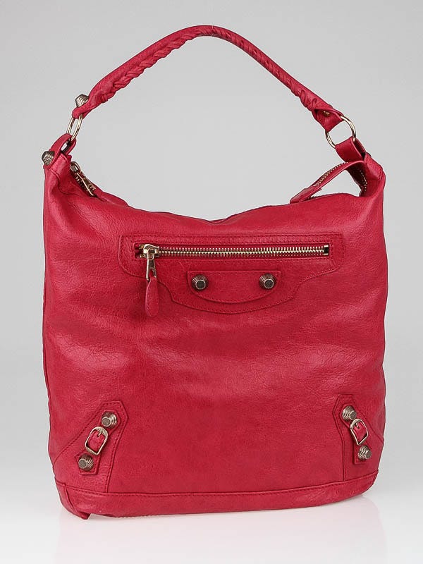 Balenciaga Rose Thulian Lambskin Leather Giant 12 Rose Gold Day Bag
