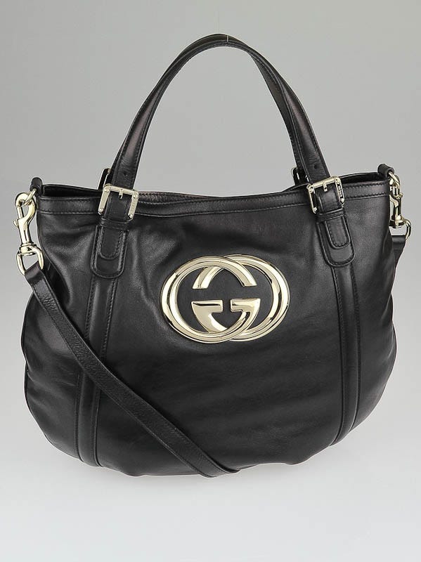 Gucci Black Leather Britt Hobo Messenger Bag