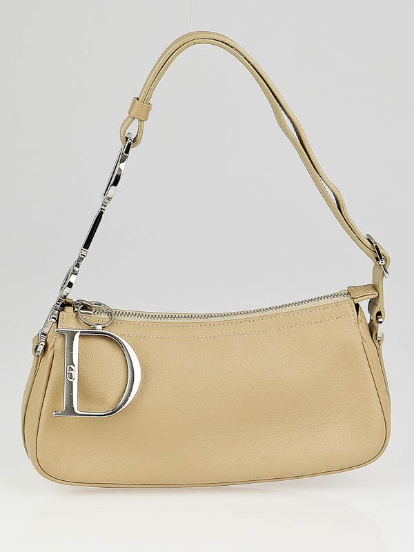 Christian Dior Beige Leather Charms Small Shoulder Bag