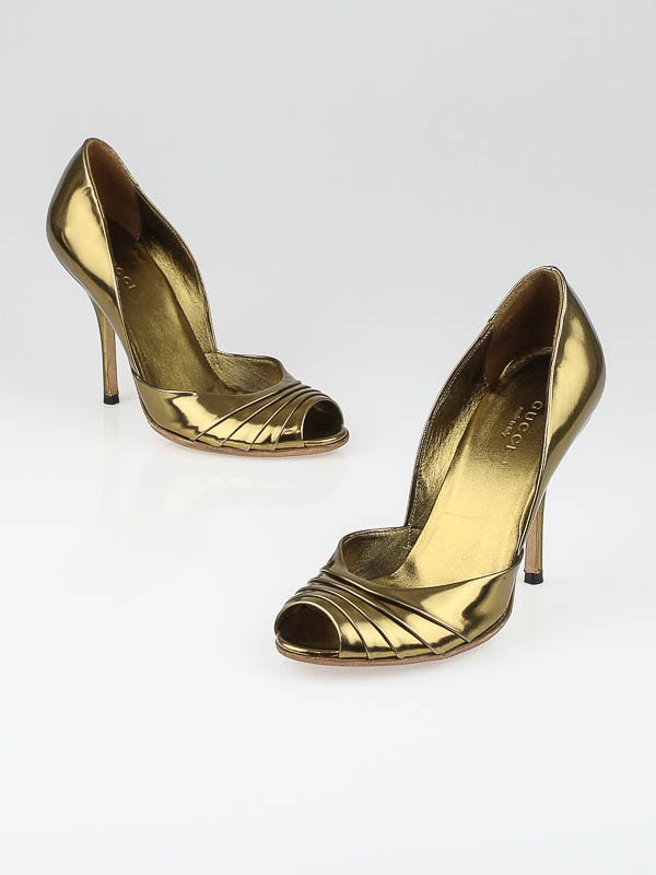 Gucci Bronze Metallic Patent Leather D'Orsay Pumps Size 5.5B/36