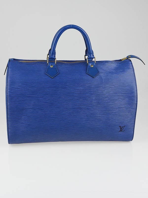 Louis Vuitton Toledo Blue Epi Leather Speedy 35 Bag w/ Shoulder Strap