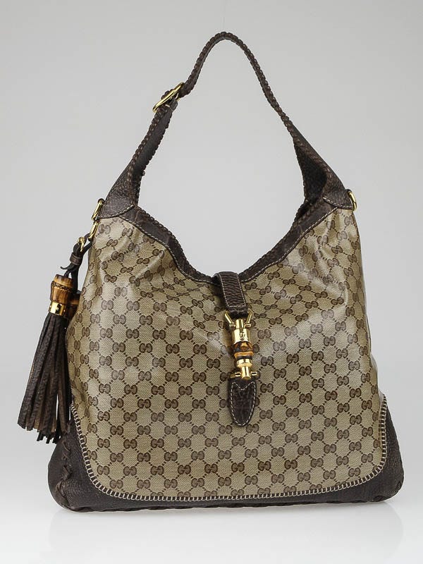 Gucci Beige/Ebony GG Coated Canvas New Jackie Large Shoulder Bag