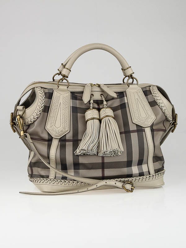 Burberry Smoked Check Coated Canvas Tassel Tote Bag