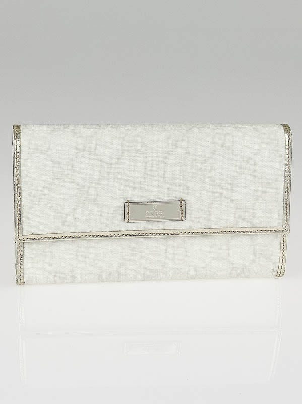 Gucci White GG Coated Canvas Long Flap Wallet