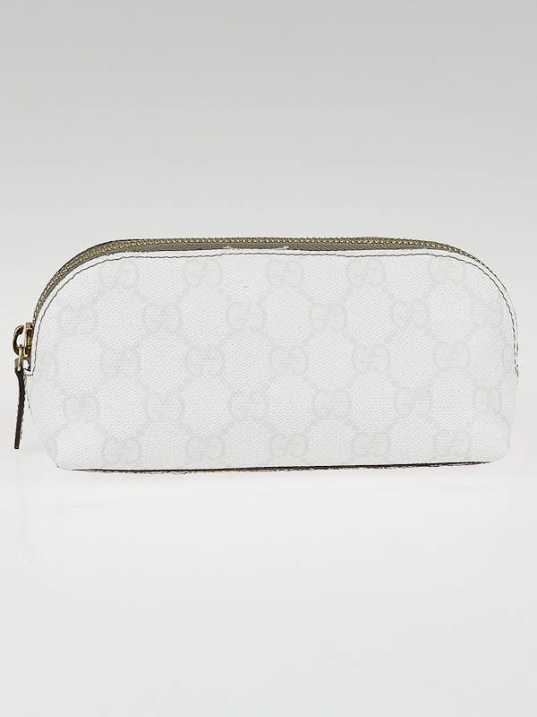 Gucci White GG Coated Canvas Small Cosmetic Pouch