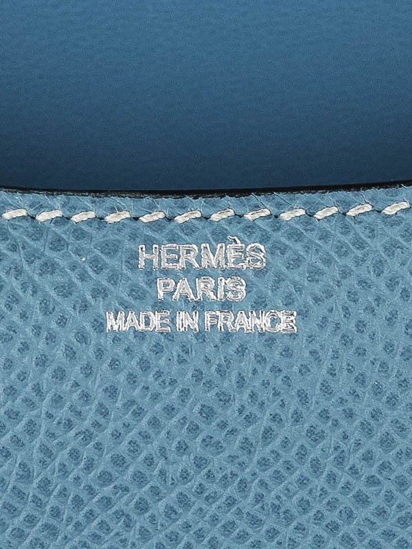 Hermes 14cm Blue Jean Epsom Leather Palladium Plated Micro Constance Bag -  Yoogi's Closet