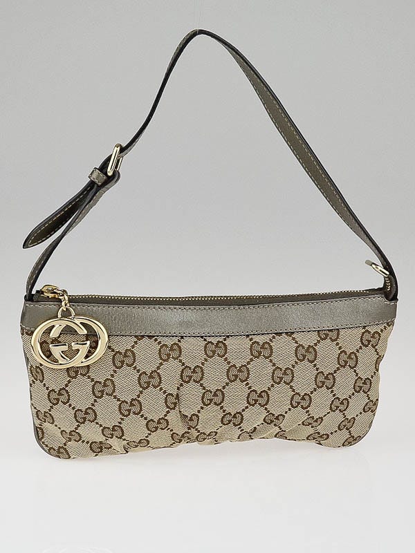 Gucci Beige/Silver GG Canvas GG Accessories Pochette Bag