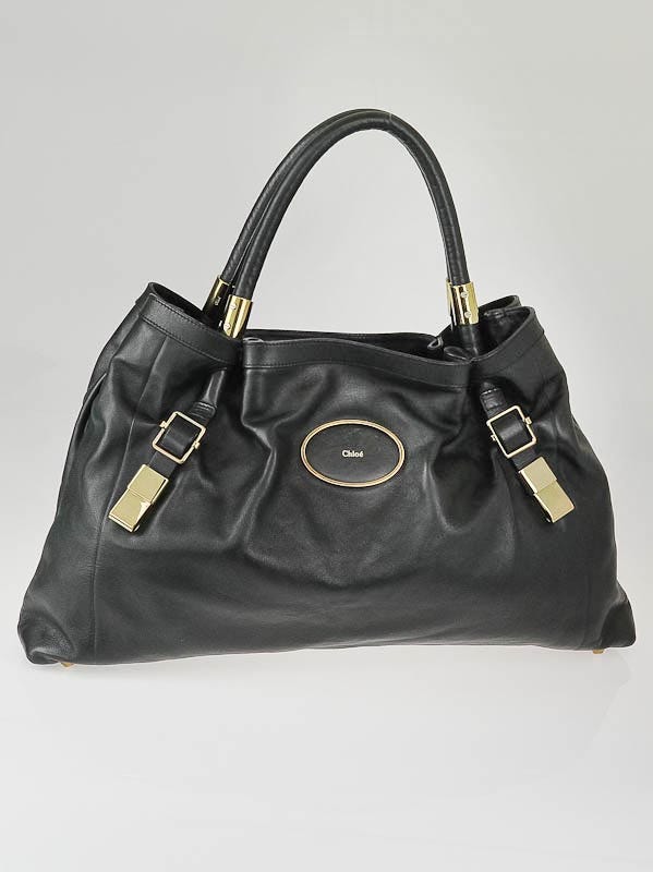 Chloe Black Leather Large Victoria Tote Bag