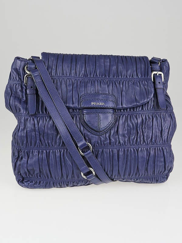 Prada Blue Nappa Gauffre Leather Shoulder Bag BR4715