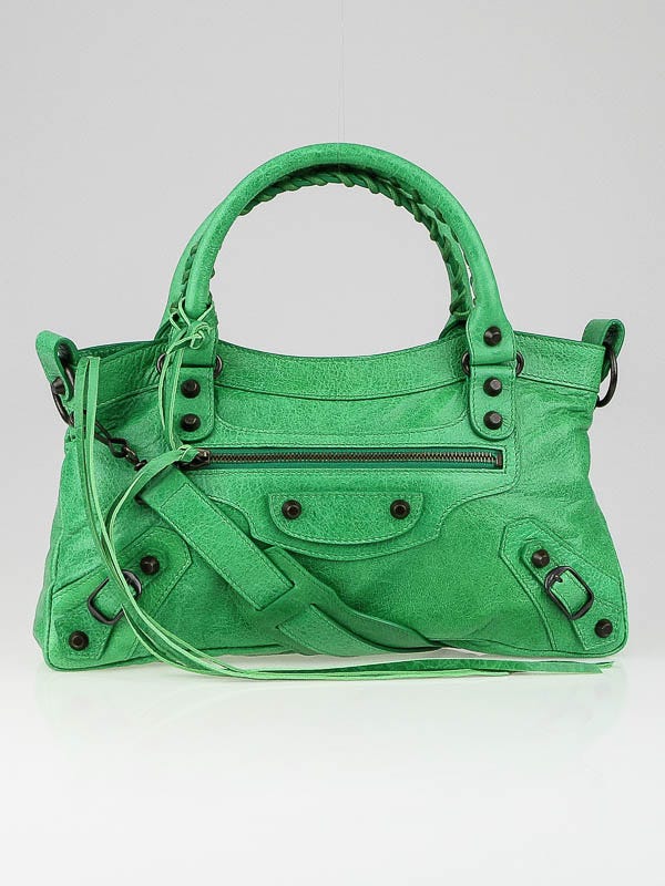 Balenciaga Vert Poker Lambskin Leather Motorcycle First Bag