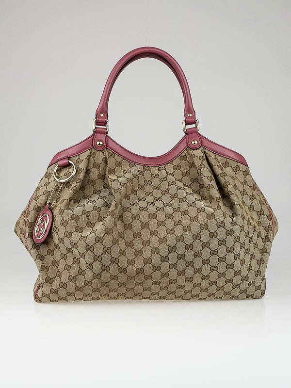 Gucci Beige/Pink GG Canvas Large Sukey Tote Bag | Yoogi's Closet