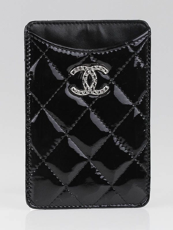 Chanel Black Quilted Patent Leather CC iPhone 4 Case