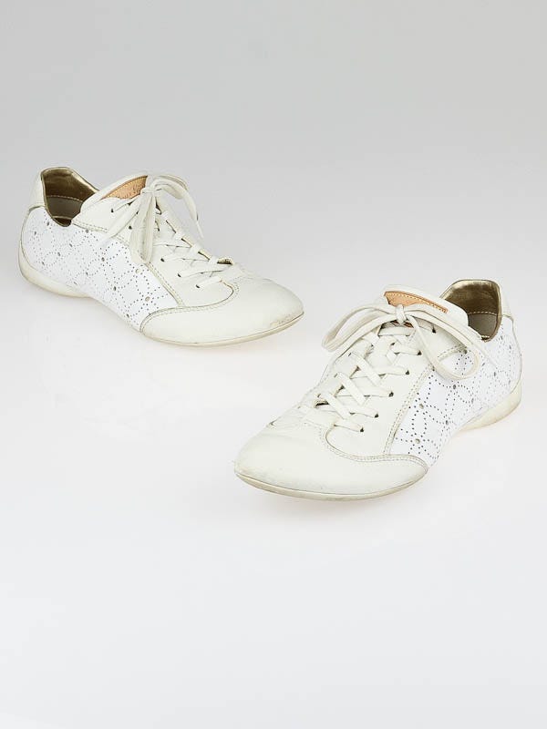 Louis Vuitton White Perforated Leather Sneakers Size 9/39.5