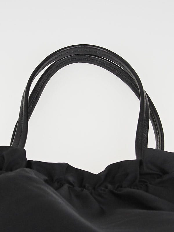 Prada Black Tessuto Nylon Logo Drawstring Tote Bag - Yoogi's Closet