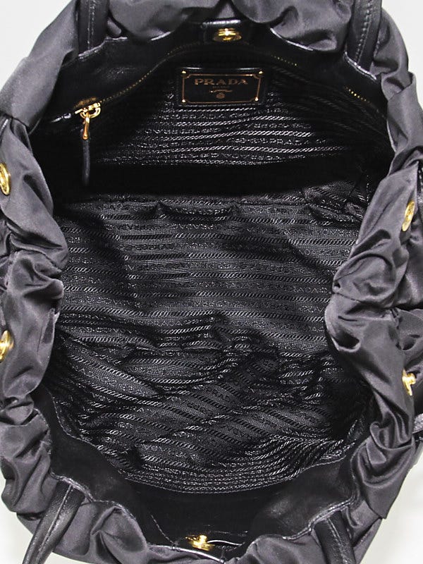 Prada Black Tessuto Nylon Logo Drawstring Tote Bag | Yoogi's Closet