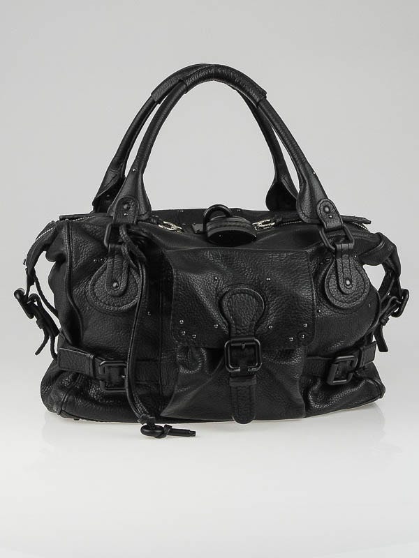 Chloe Black Leather Front Pocket Paddington Satchel Bag