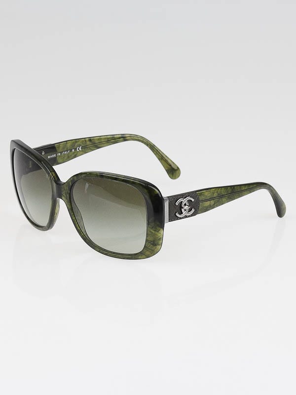 Chanel Green/Black Square Frame CC Logo Sunglasses-5234-Q