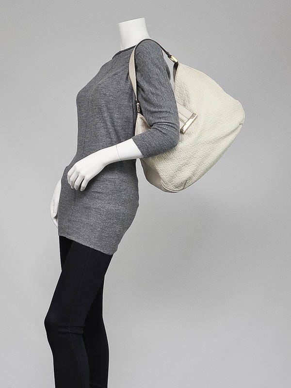 Gucci White Guccissima Leather New Ladies Web Large Hobo Bag Gucci White Guccissima Leather New Ladies Web Large Hobo Bag