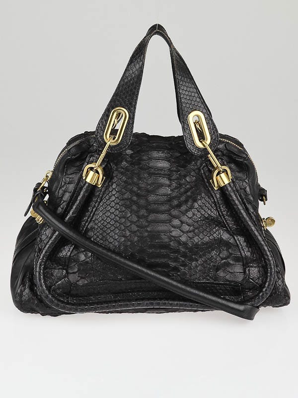 Chloe Black Python and Leather Medium Paraty Bag