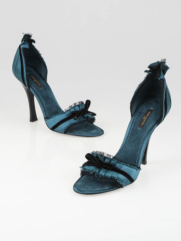 Louis Vuitton Petrole Satin Balmoral Open-Toe Sandals Size 9.5/40 - Yoogi's  Closet