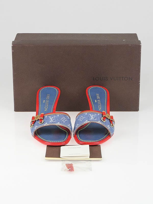 Louis Vuitton Blue Denim Monogram Denim Mules Size 8.5/39