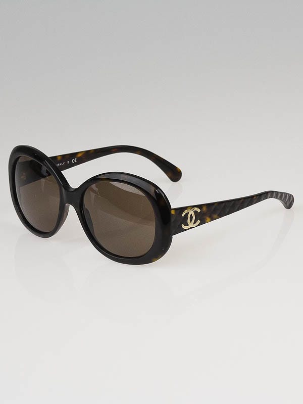 Chanel Brown Tortoise Shell CC Sunglasses - 5188 | Yoogi's Closet