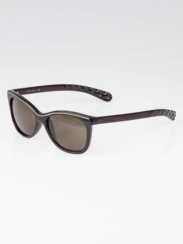 Chanel Brown Frame Gradient Tint Cat-Eye Chain Sunglasses- 6041