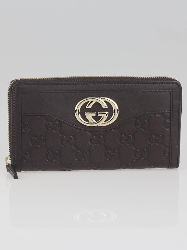 Gucci Dark Brown Guccissima Leather Sukey Long Zippy Wallet