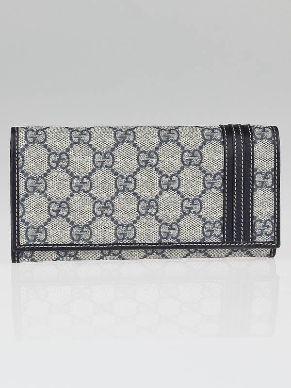 Gucci Blue/Grey GG Coated Canvas Long Flap Wallet