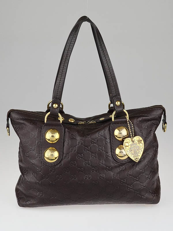 Gucci Dark Brown Guccissima Leather Babouska Heart Tote Bag