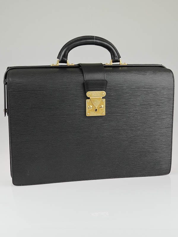 Louis Vuitton Black Epi Leather Serviette Fermoir Briefcase at Jill's  Consignment