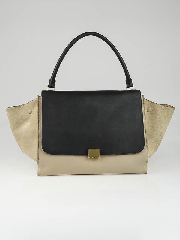 Celine Black/Dune Leather Large Trapeze Bag